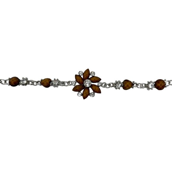 Charming Charlie Bracelet - Silver Plated Chain - Heart Shaped Faux Topaz Stones - Picture 5 of 6